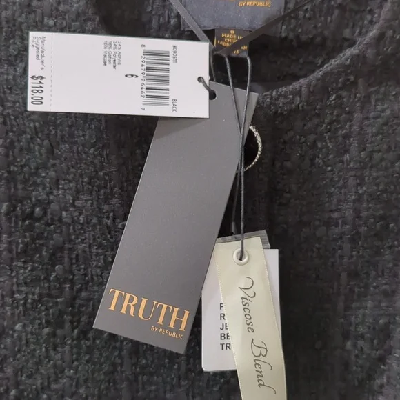 Truth By Republic Black Tweed Bomber Jacket NWT - Picture 5 of 7